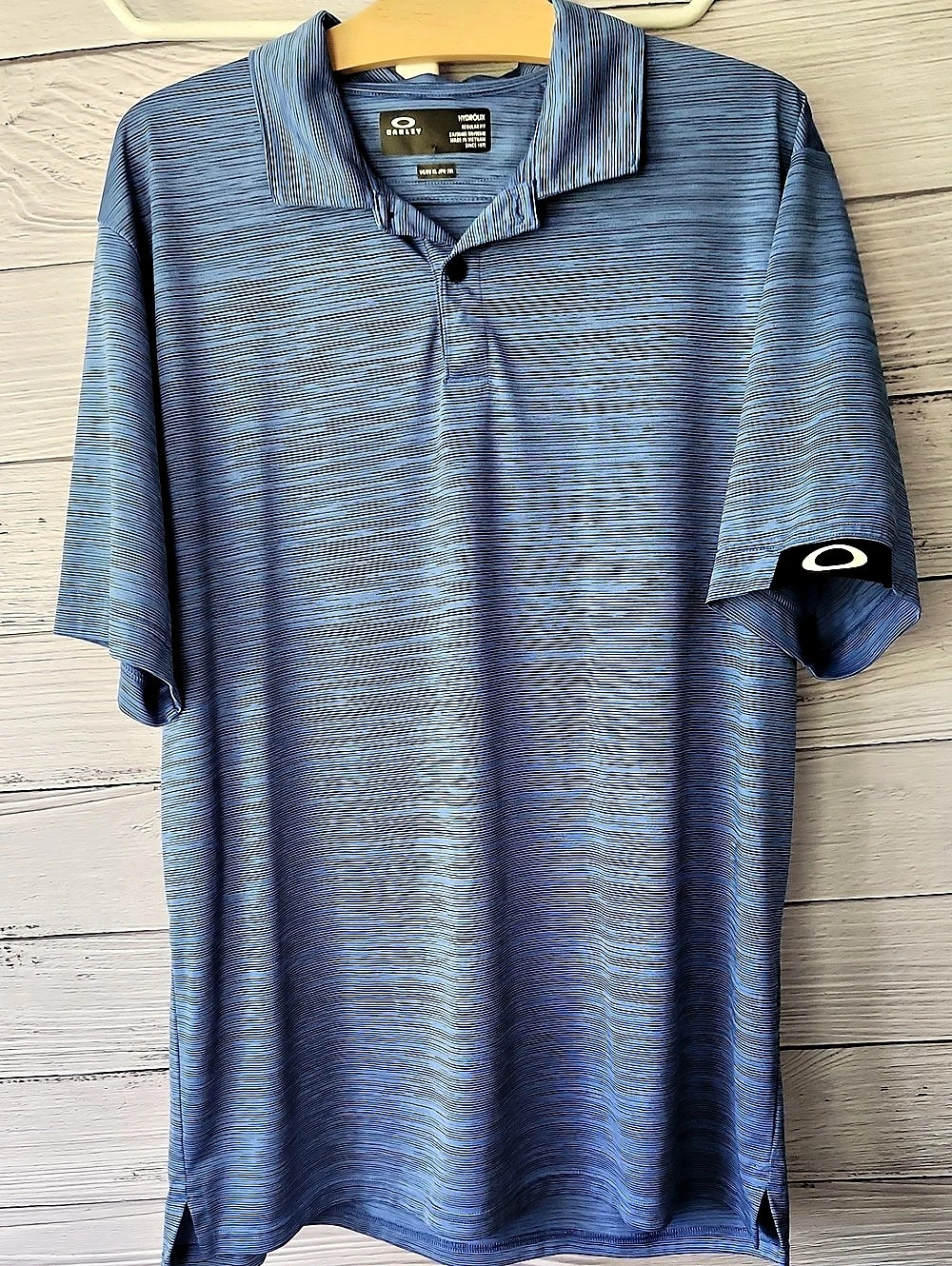 Oakley Hydrolix Regular Fit Striped Polo in Blue XL Like New Dry Fit